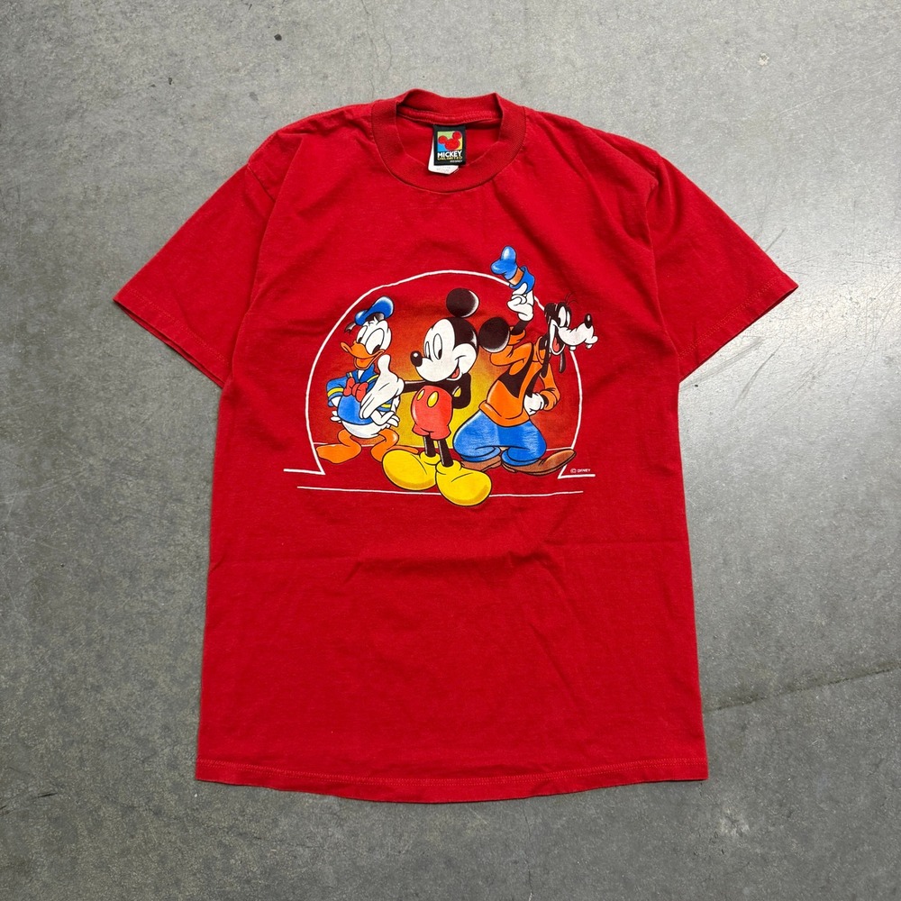 Vintage Mickey Unlimited Disney T Shirt Red Mickey Donald Goofy Made in USA M